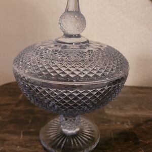 Blue Glass Compote with Lid